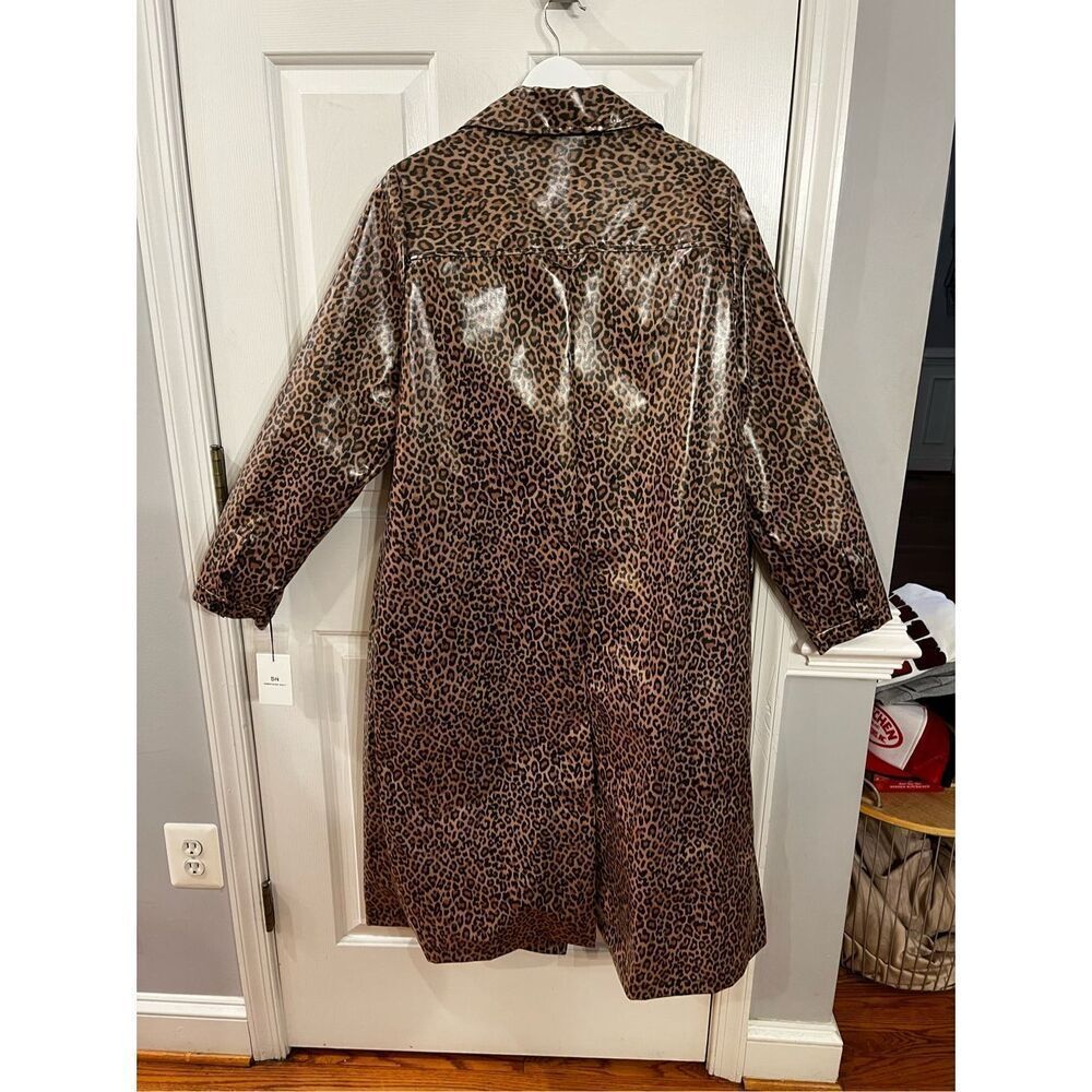 Something Navy Tan Macaroon Leopard Unbelted Rain Coat sz XL NWT - Picture 7 of 8